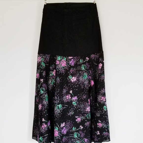 Refashioned Vtg Floral & Denim Maxiskirt (M/L) - Picture 3 of 8